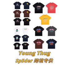 Sp5der嘻哈歌手Young Thug同款发泡字母555555美式高街短袖T恤潮