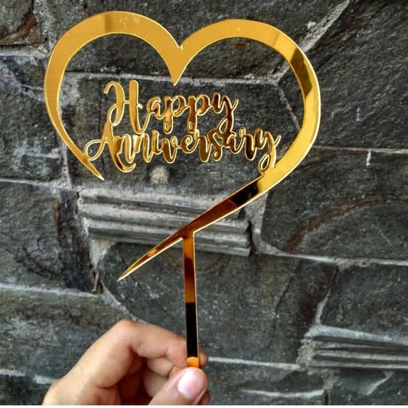 Happy Anniversary Cake Decoration Acrylic Rose Gold silver Insert Birthday Wedding Party Cupcake Decoration Happy Anniversary Cake Decoration Acrylic Rose Gold silver Insert Birthday Wedding Party Cupcake Decoration