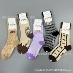 New Happy Socks Labubu Women's Fashion Cartoon Cotton Socks Happy Swedish Trendy Brand Socks Seamless Wholesale