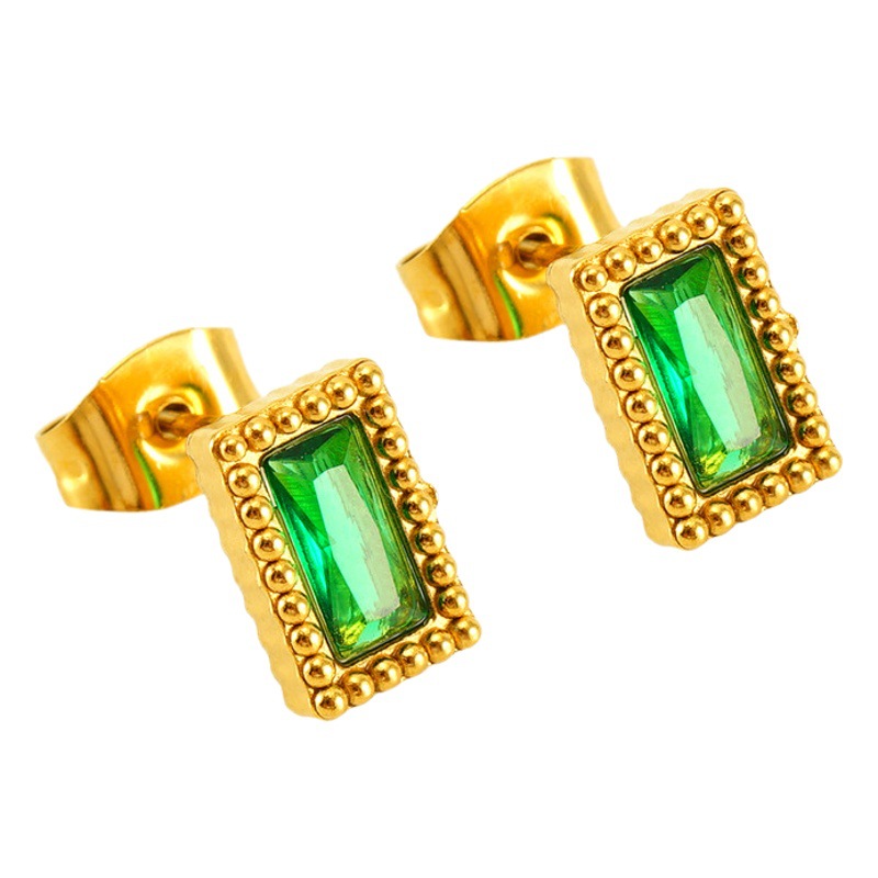 Moda europea y americana geométrica Luz de lujo de acero de titanio pendientes de acero hebilla de oreja al por mayor