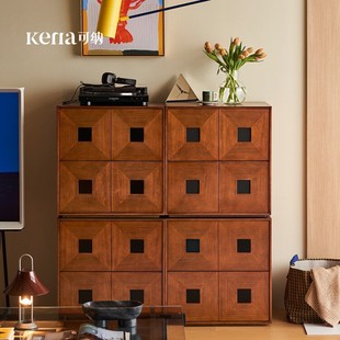 Kena/Time Combination Cabinet Solid Wood Retro Home Living Room Side Cabinet Bedroom Bucket Cabinet Antique Card Door Cabinet Z