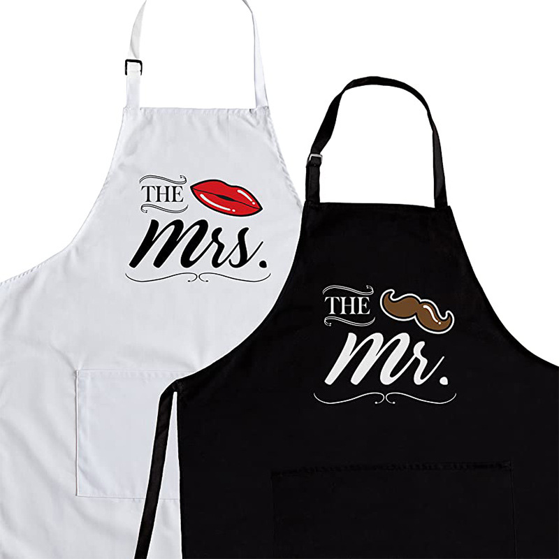 Pareja transfronteriza delantal publicitario cuello halter de poliéster té con leche ajustable restaurante barista ropa de trabajo delantal al por mayor