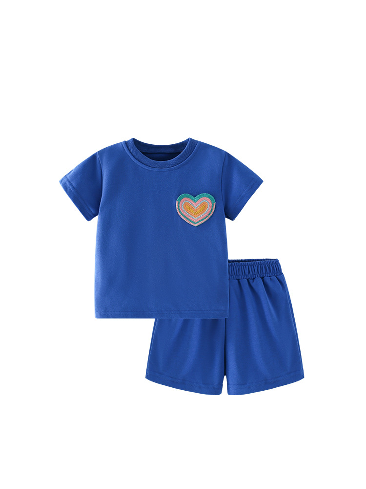 Malwee set de niños de verano nuevo estilo europeo y americano de cuello redondo de manga corta pantalones de cintura elásticos casuales de dos piezas