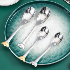 304 stainless steel ingot-shaped spoon creative soup spoon dessert household eating spoon thick flat spoon retro soup spoon