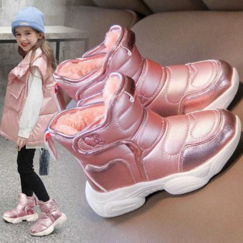 女童雪地靴加绒加厚2023冬季新款韩版儿童靴子保暖中大童女孩棉靴