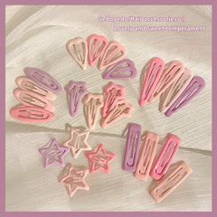 Pink color scheme children's five-pointed star hair clip, star BB clip card, cute girl child baby side hair clip, little girl hair accessory