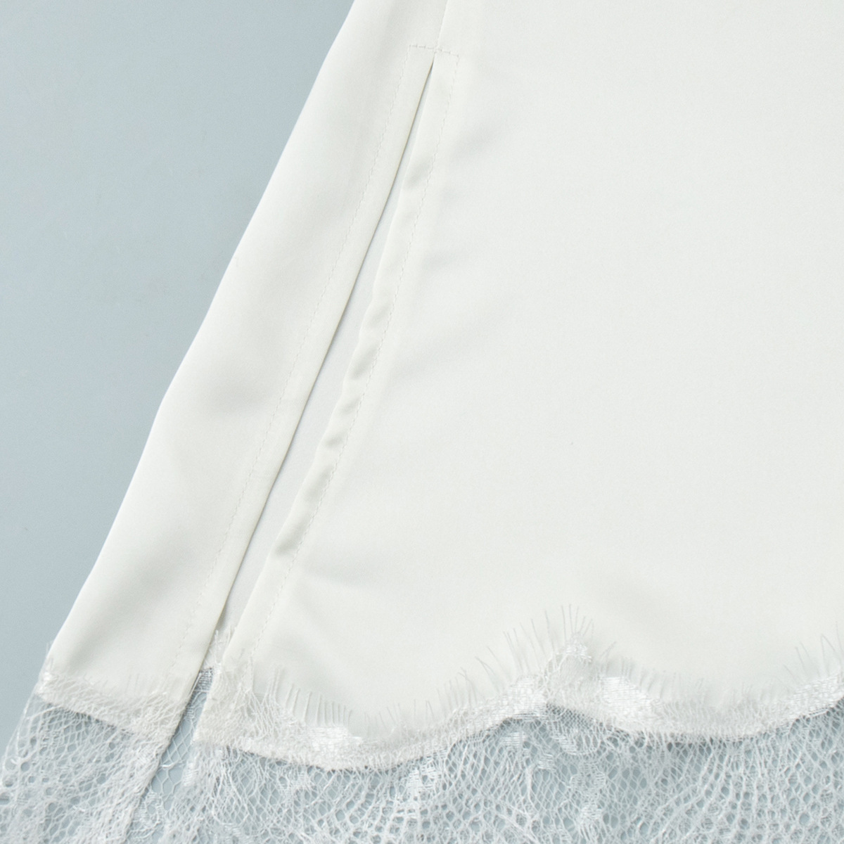 Ärmelloses Satin-top Mit Rollkragen Und Spitzenbesatz Für Damen_voghion.com