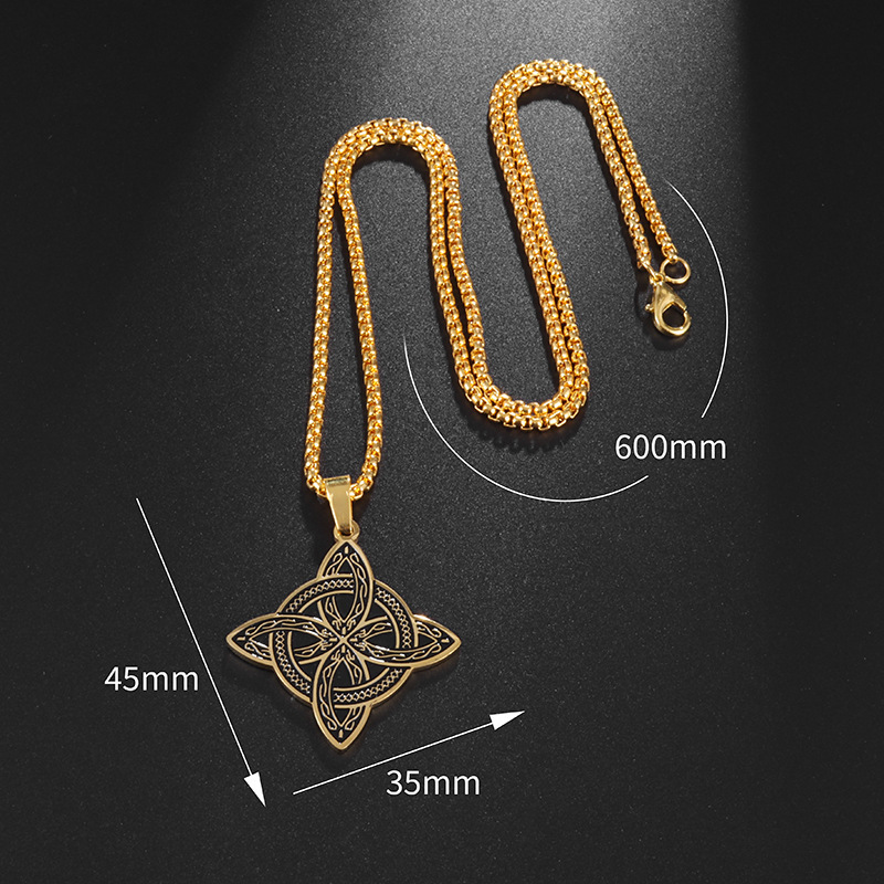 Protection Talisman Jewelry Men's New Vintage Viking Irish Celtic Knot Trendy Pendant Stainless Steel Slavic Amulet Necklace_voghion.com