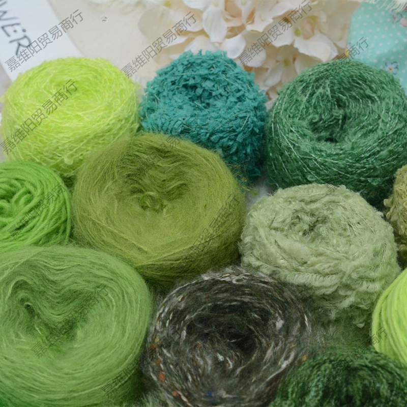 马海毛森林绿色系牙刷混线圣诞配线围巾手作带子纱手纸片毛衣