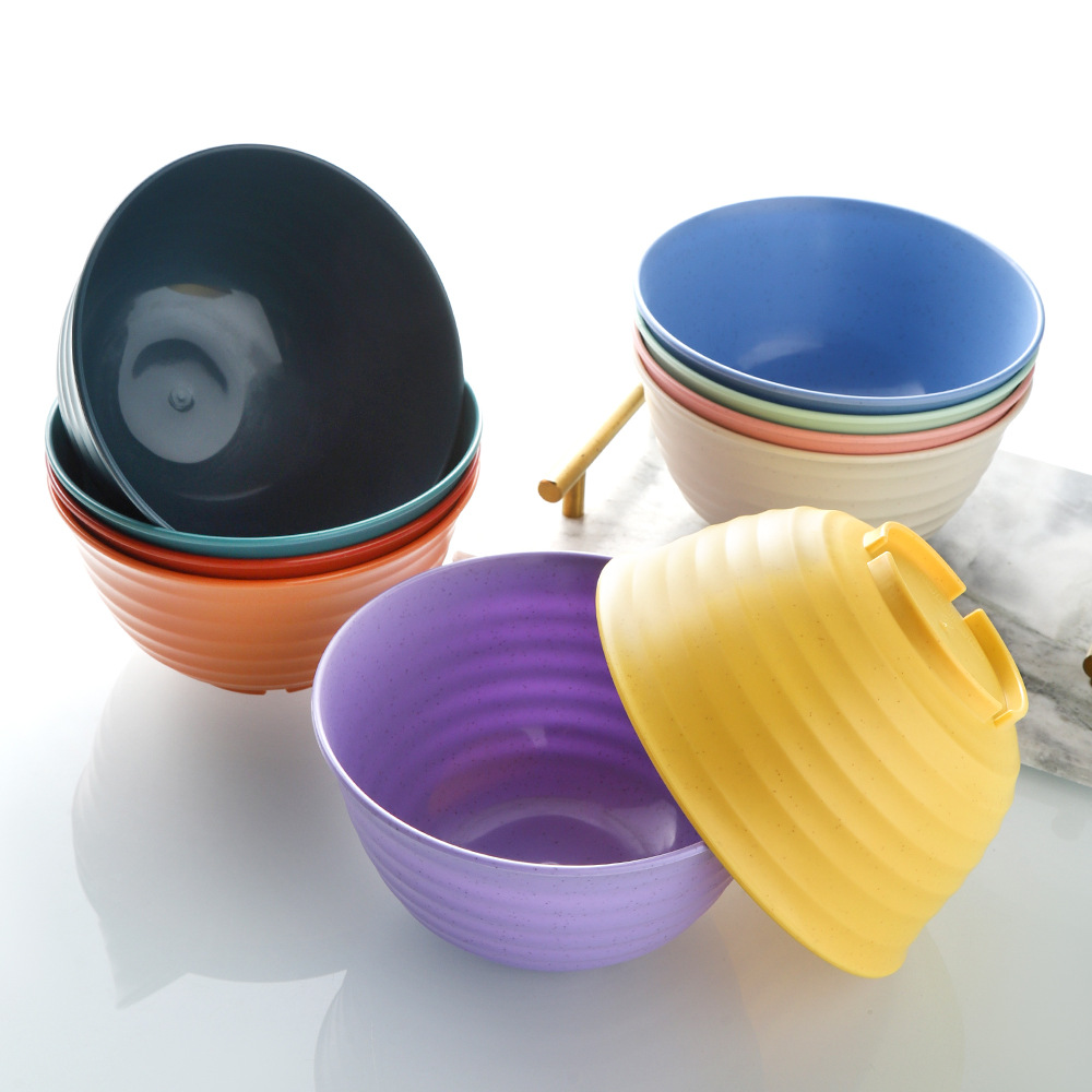小麦秸秆塑料碗家用学生泡面碗饭碗餐具套装创意沙拉碗 可印logo