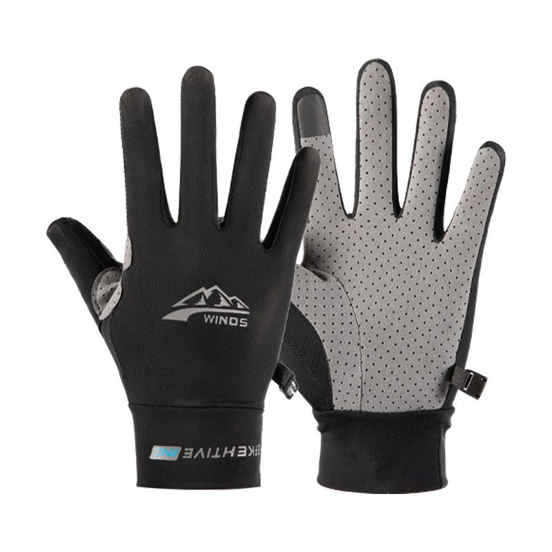 Ice Silk Gloves for Men and Women, Summer Breathable Quick-Dry Thin Style for Outdoor Cycling, Driving, Non-Slip, Sun Protection, Fishing, Half-Finger, Two-Finger