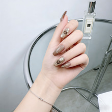 爆闪猫眼棕金鎏纹美甲点钻冷调轻奢高阶优雅氛围感纯欲风穿戴甲