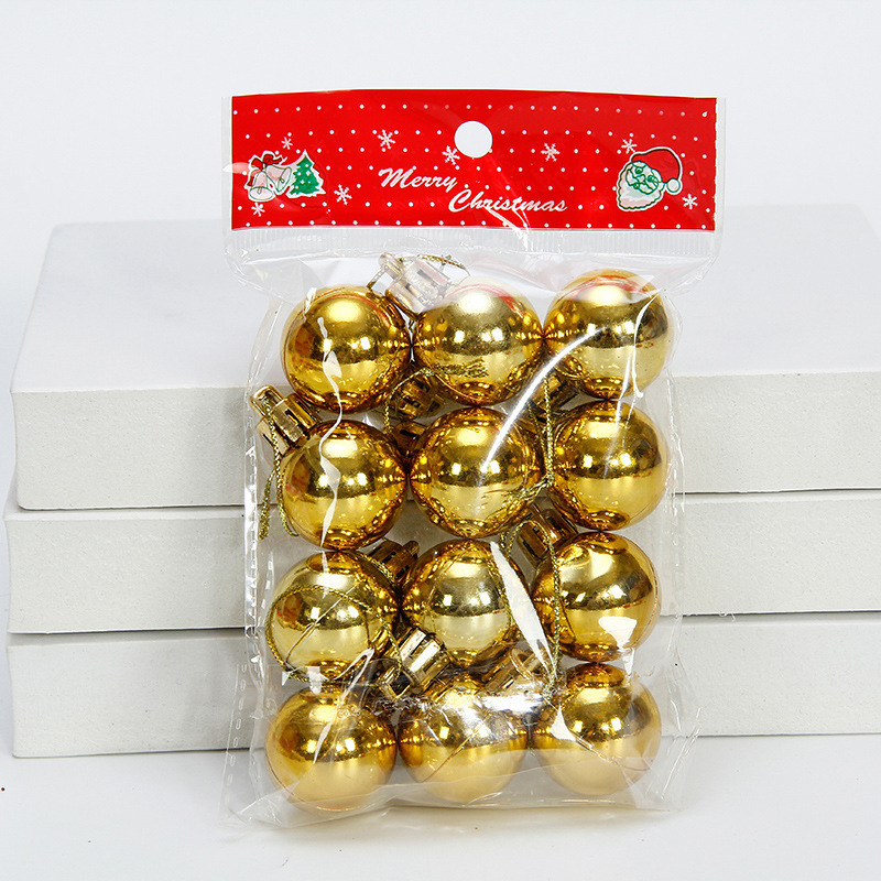 国境を越えた3cmクリスマスボールの光メッキボール12個/バッグセットクリスマス装飾クリスマスツリー装飾スポット卸売り|undefined