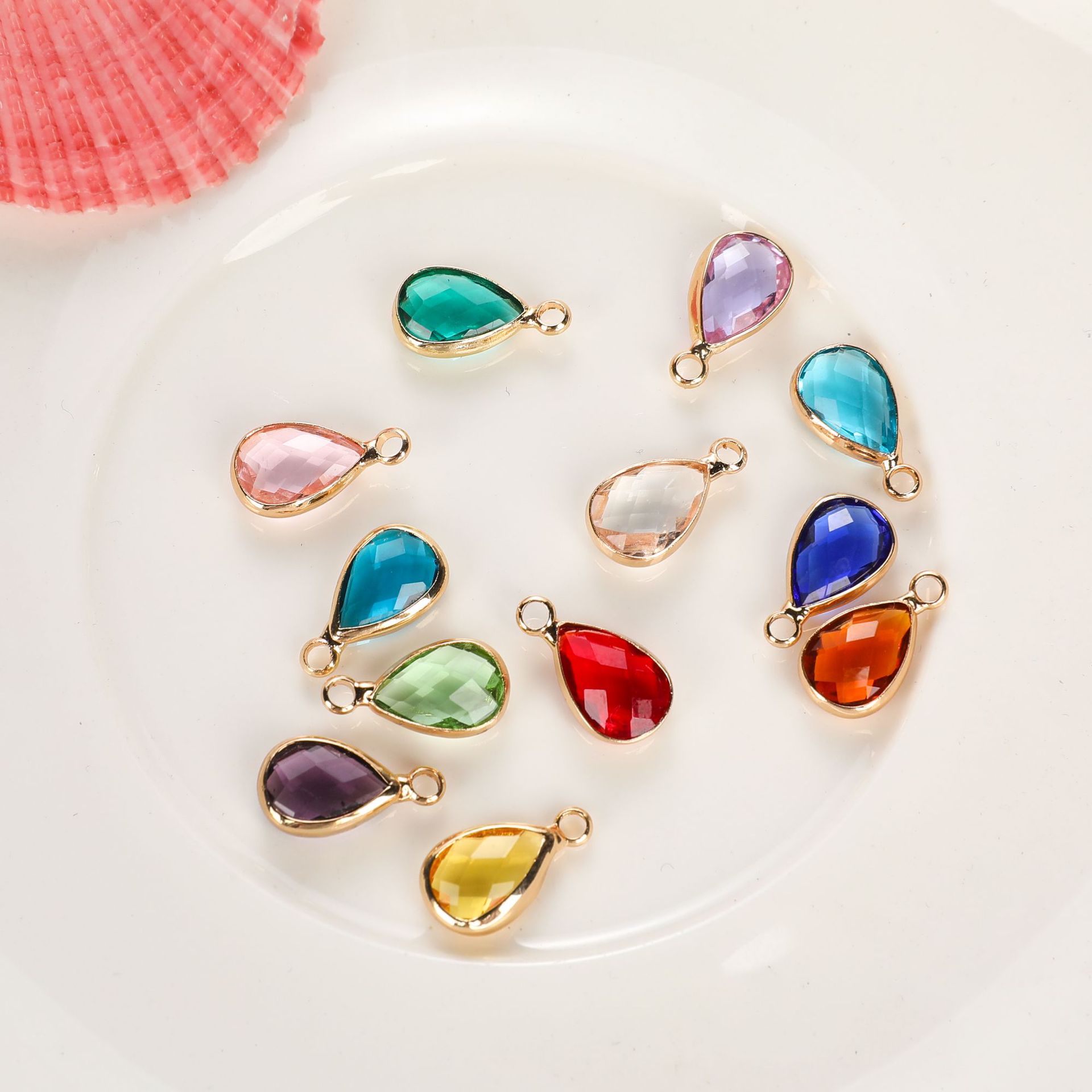 1g Weight Pendant Jewelry Making Type 8 * 14mm Jewelry Making Size Glass, Birthstone Inlay Material DIY Jewelry Accessories Classification 1 Piece Quantity Copper Material Water Droplets Pattern Inlay Design Casual, Simple Style Style 1 Piece 8 * 14mm Copper Glass Birthstone Water Droplets Pendant 5