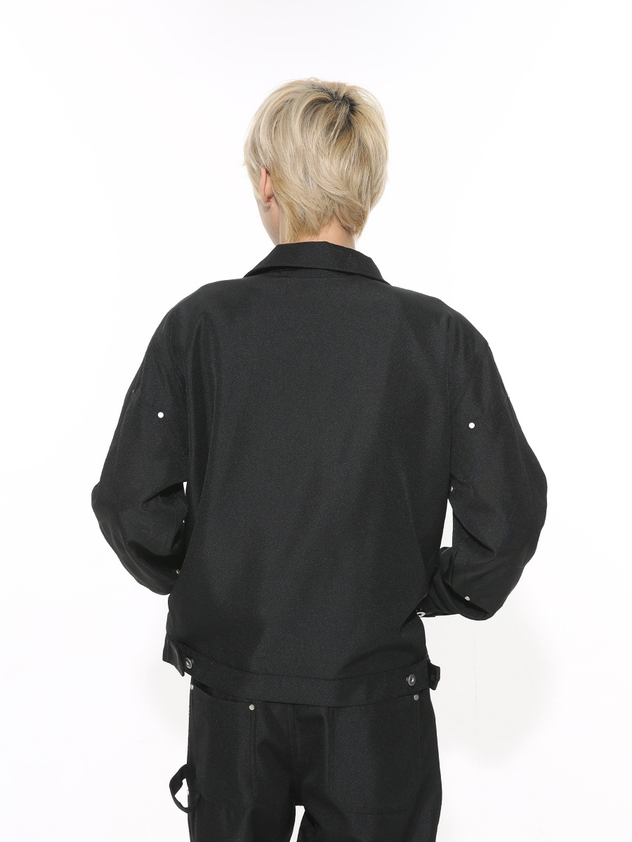 Mtlclothes ropa de Hombre | 2024 primavera nuevo retro color sólido pesado solapa chaqueta casual traje herramientas