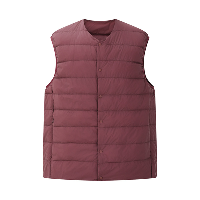 Atborder Trendy Couple Style down Vest Horizontal Quilted Design Winter New Fashion Casual Loose Jacket