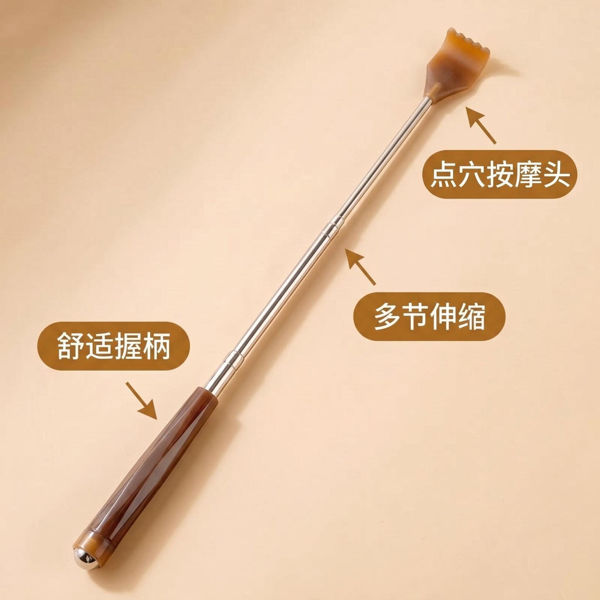 Stainless Steel Extendable Back Scratcher with Wooden Handle 3 Pack 48cm Telescopic Relief Tool for Adults quality and texture