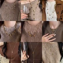 美拉德风复古虎眼石吊坠项链轻奢小众气质锁骨链时尚百搭个性饰品