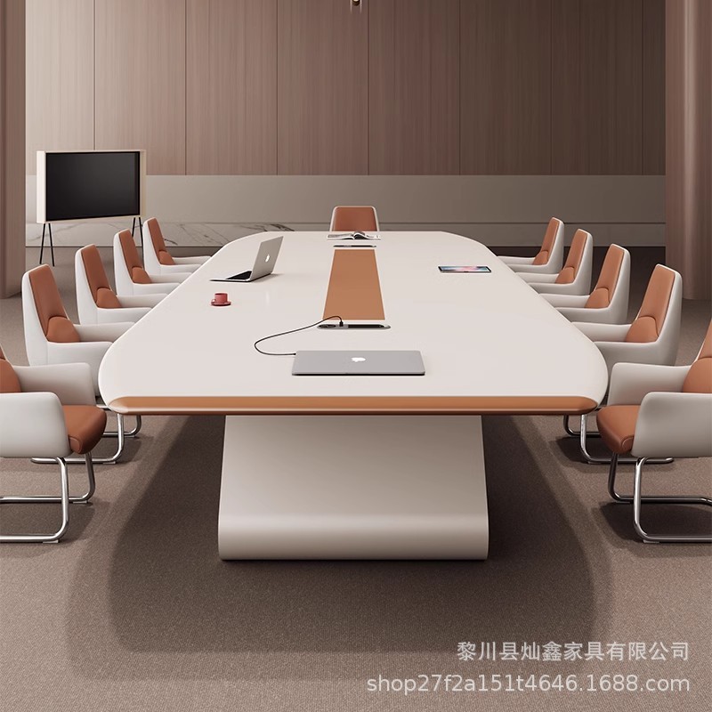 塗装会議テーブル長テーブルシンプル現代ファッションオフィス大型商談テーブルと椅子の組み合わせ長テーブルトレーニングテーブル|undefined