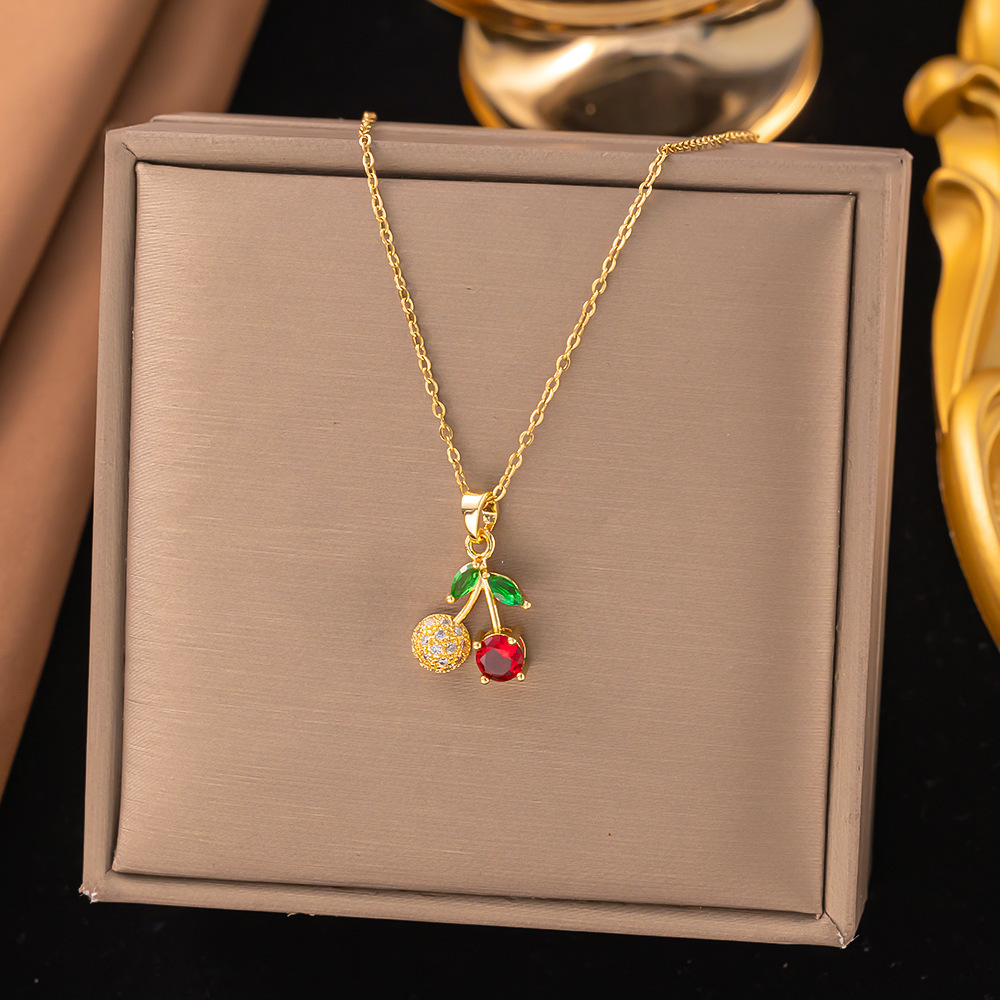 304 Stainless Steel Chain Material cable chain Chain Type 1 Piece Quantity PVD Coated Real Gold Plated Star Heart Shape Flower Titanium Steel Sweet Classic Style Waterproof Non Tarnish Titanium Steel Pendant Necklace