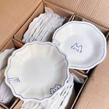 日式创意猫咪陶瓷碗盘ins风可爱甜品高脚碗圆盘沙拉餐具家用菜盘