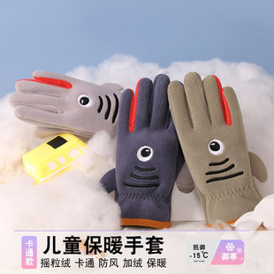 Children's gloves autumn and winter fleece-lined warm windproof cute cartoon boys primary school students outdoor anti-freezing cold girls