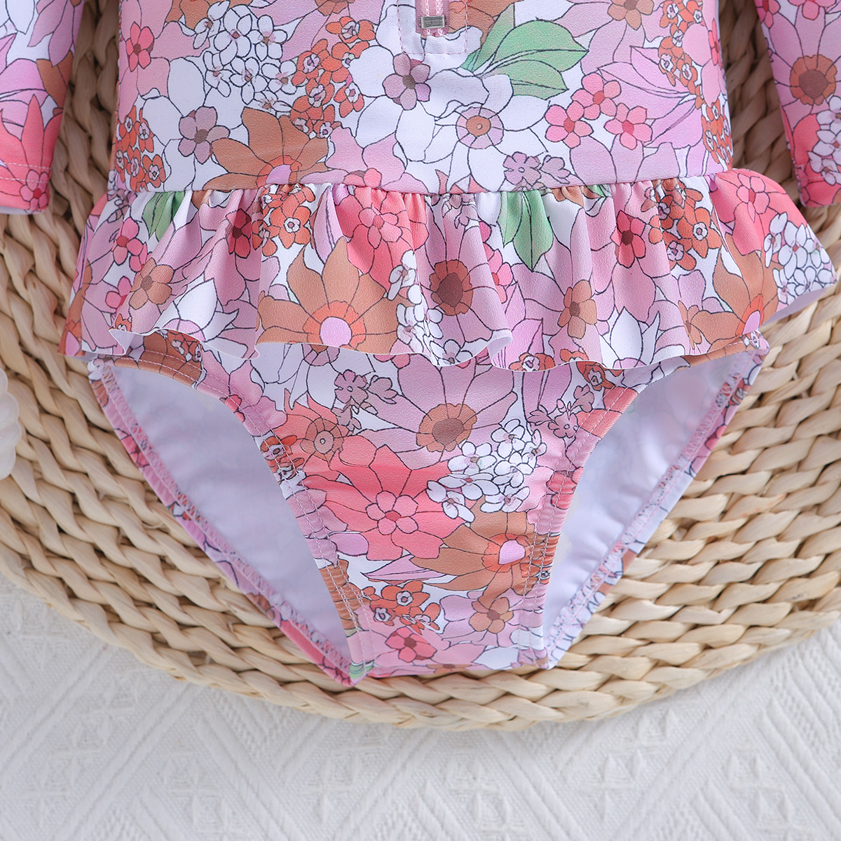 SAMGAMIBABY children's swimwear new girls long sleeved printed one piece swimsuit_voghion.com