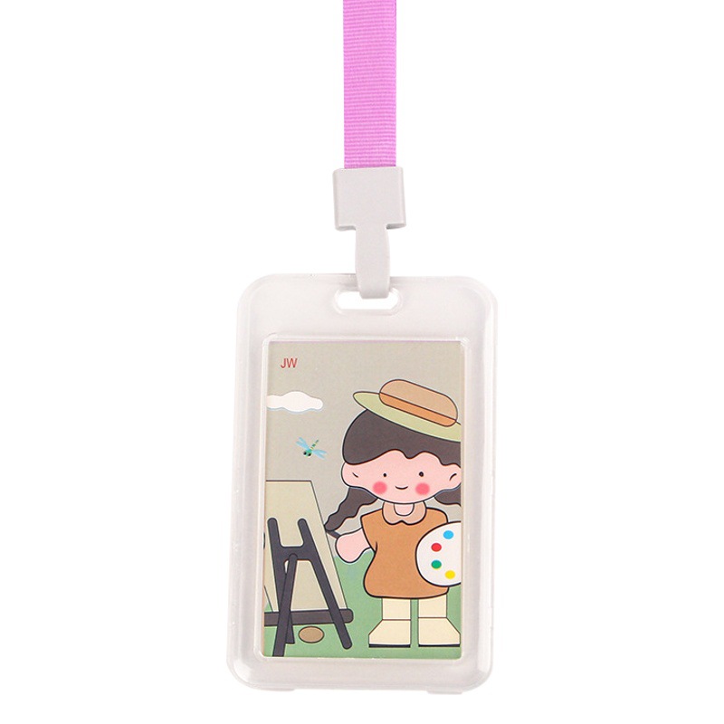Titular de la tarjeta de estudiante de dibujos animados creativo titular de la tarjeta impermeable para niños transparentes con cordón personal tarjeta de trabajo titular de la tarjeta de autobús al por mayor