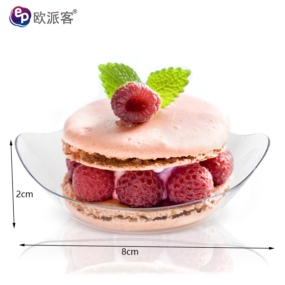 Copa de mousse desechable Taza de postre PS Taza de plástico Taza de pudín Taza redonda de punto de fábrica Taza cuadrada