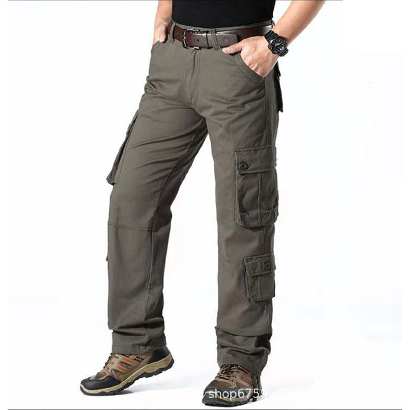 Multi-Bolsillo overoles pantalones casuales de los hombres al aire libre resistente al desgaste táctico más tamaño suelto recto 8-Bag pantalones de comercio exterior