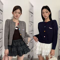 ME KAKAMEE十三行秋甜酷糖果色扣子腊肠狗刺绣内外穿开衫毛衣 789