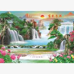 6B76風水画滝山水風景画リビングルームの壁画年画装飾画プリント