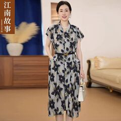 一件代发妈妈夏装短袖连衣裙时尚减龄女装宽松气质裙子2025新款