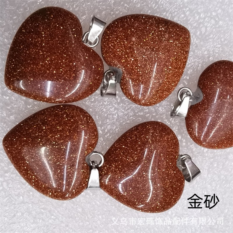 Natural cristal ágata Dongling Jade de doble cara en forma de corazón de amor colgante collar de accesorios de la joyería de la joya de la fábrica al por mayor