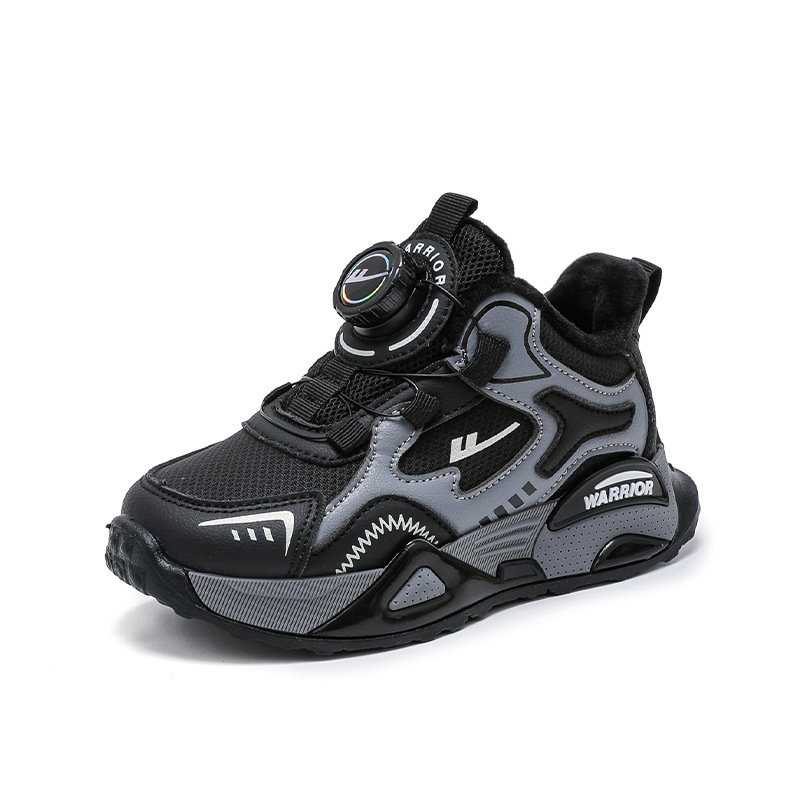 Huili nuevo color de cuero combinado con zapatos deportivos de lana de alto valor exterior zapatos casuales cómodos zapatos de algodón de moda universal para niños