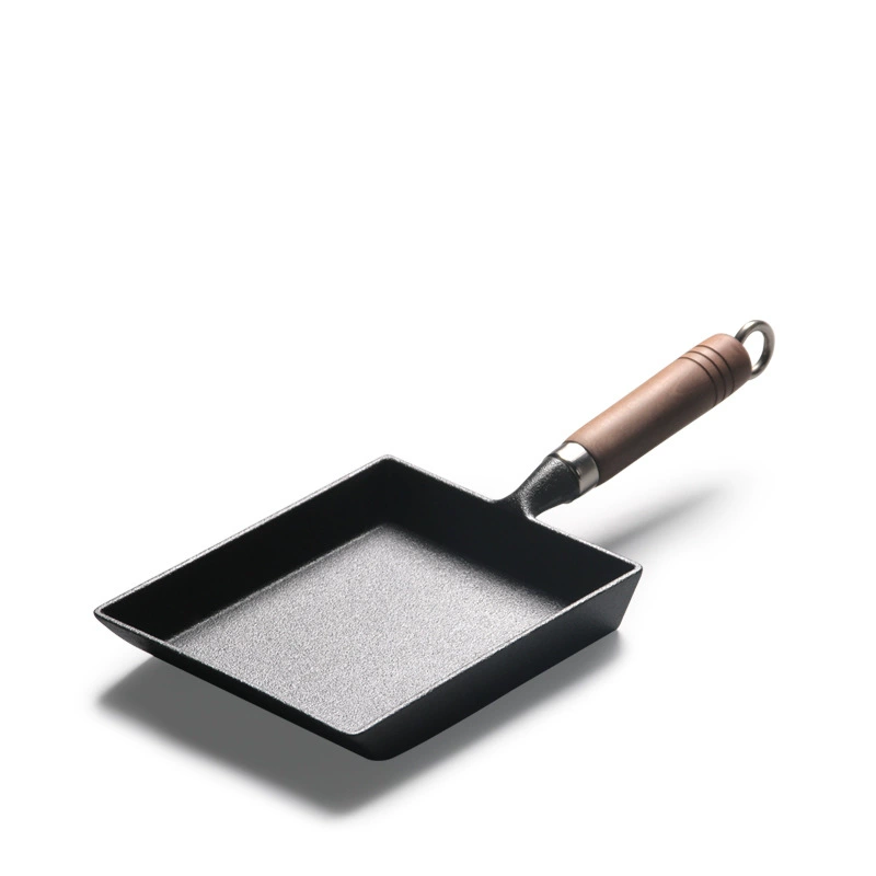 Cast iron jade boiled Japanese-style rectangular non-coated frying cooker square family thick fried cooker