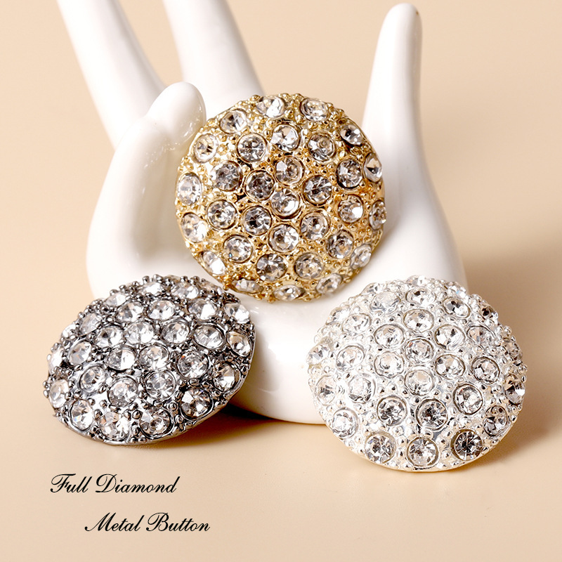 Metal Rhinestone Fur Mink Coat High-end Button Women's Top Sweater Trenchcoat Coat High-end Crystal Button