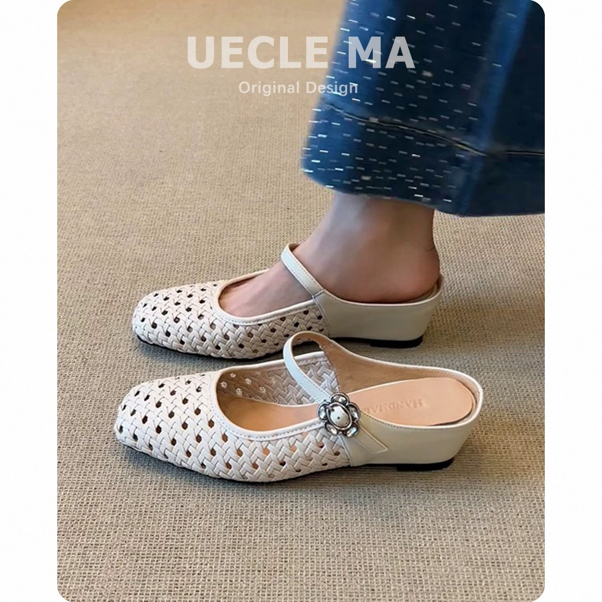 Овчина ~ Женские полутапочки с мешковатым носком, сандалии Birkenhole высшего качества и плетеные полые мюли на одной ноге.