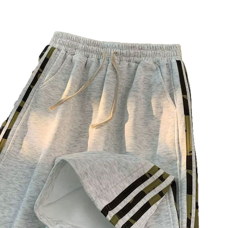 Pantalones lineales estriados de alta tendencia americanos de verano para hombres nuevos pantalones deportivos largos sueltos pantalones casuales para hombres