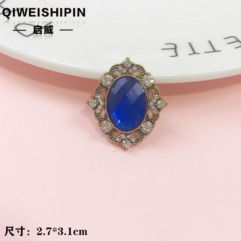 启威长方形花盘珍珠钻五角diy材料 水钻扣鞋包包花配饰  合金配件|undefined