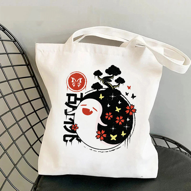 Comercio exterior transfronterizo Genshin Impacto Y2K impresión bolsa de lona Harajuku bolsa de hombro bolsa de moda bolsa de compras