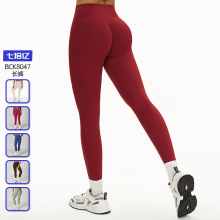 欧美跑步裸感速干健身裤透气外穿紧身运动裤高腰提臀瑜伽裤女8047