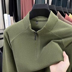 男士卫衣新款春秋季半拉链立领棉质衣服男立领时尚休闲高级感T恤