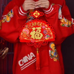 2025 Snake New Year New Hanging Decoration Room Decoration Fan-Shaped Lucky Bag Velvet Festive Felt Three-Dimensional Diamond Blessing