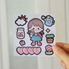 Cartoon transparent sticker, waterproof cute glass, decorations with glass, no trace