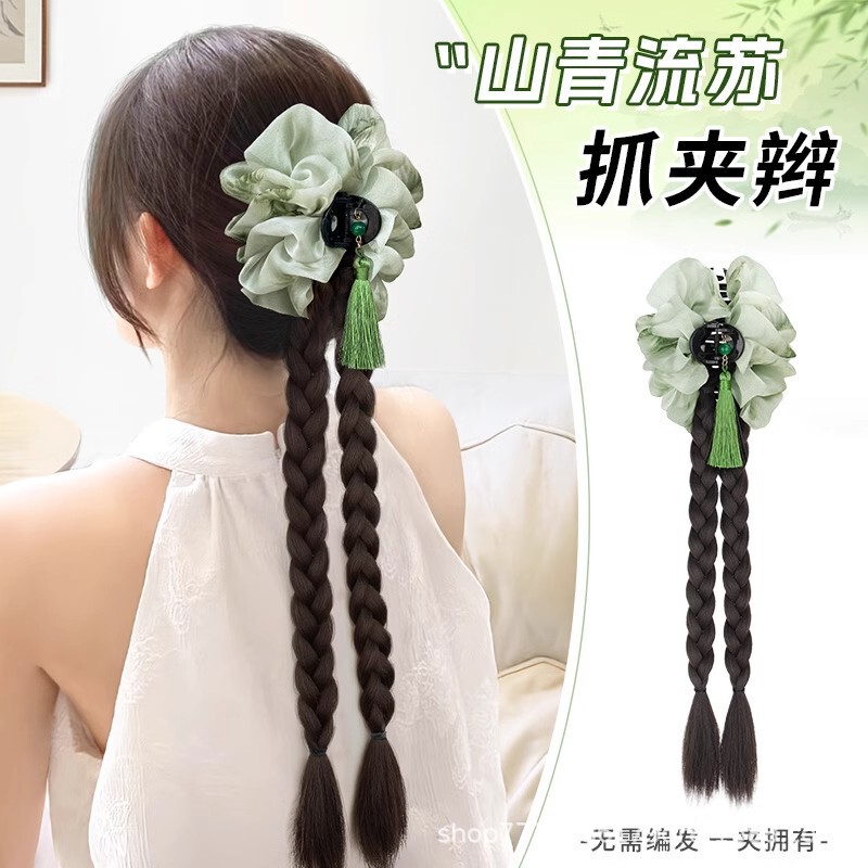 New Chinese wig braid hair ring fake ponytail artificial Chinese dress cheongsam antique twist braid national style grip clip braid