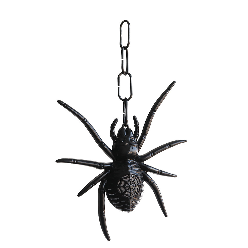 Decoración de Halloween de la atmósfera de la araña diseño props de simulación de plástico negro araña led luminoso araña colgante transfronterizo