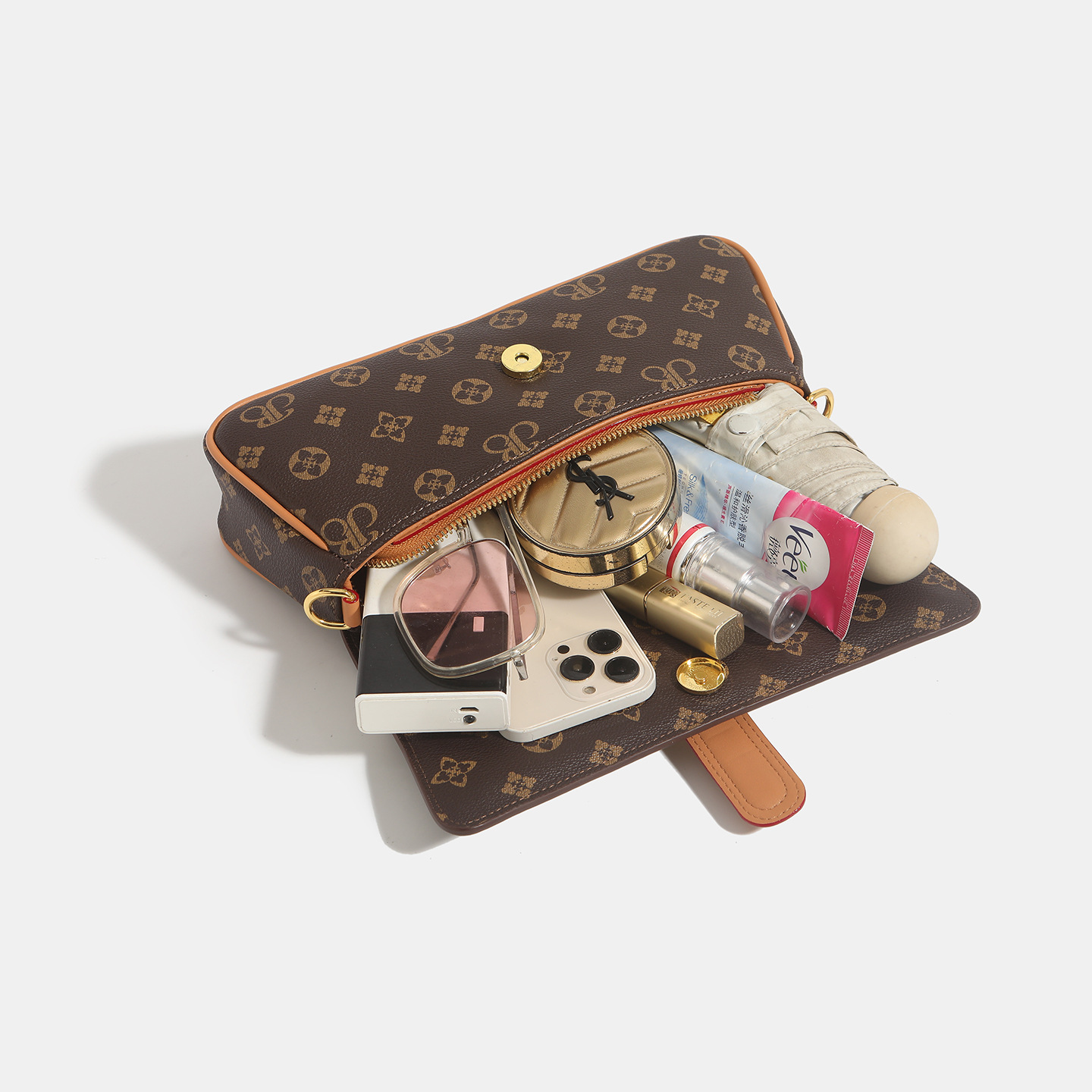 Genuine Leather Retro Printed Baguette Underarm Bag For Women 2026 New Fashion Versatile Niche Luxury Shoulder Crossbody Bag - Thumbnail 3