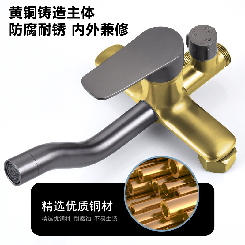Tres-Función de galvanoplastia de cobre ducha traje de baño hogar de cuatro velocidades de refuerzo boquilla manguera baño pistola