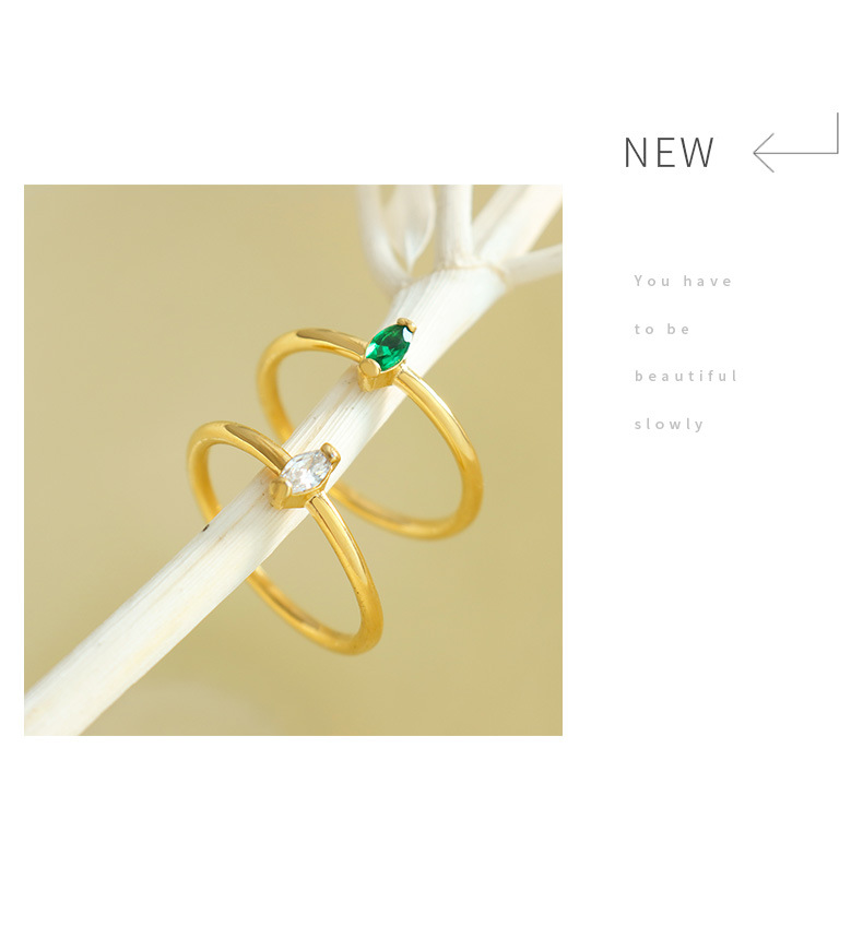 Fashion Geometric Titanium Steel Plating Zircon Rings 1 Piece